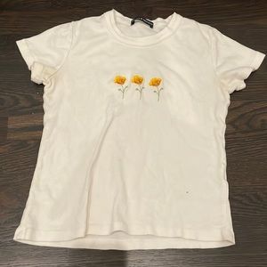 brandy melville white shirt with flowers
